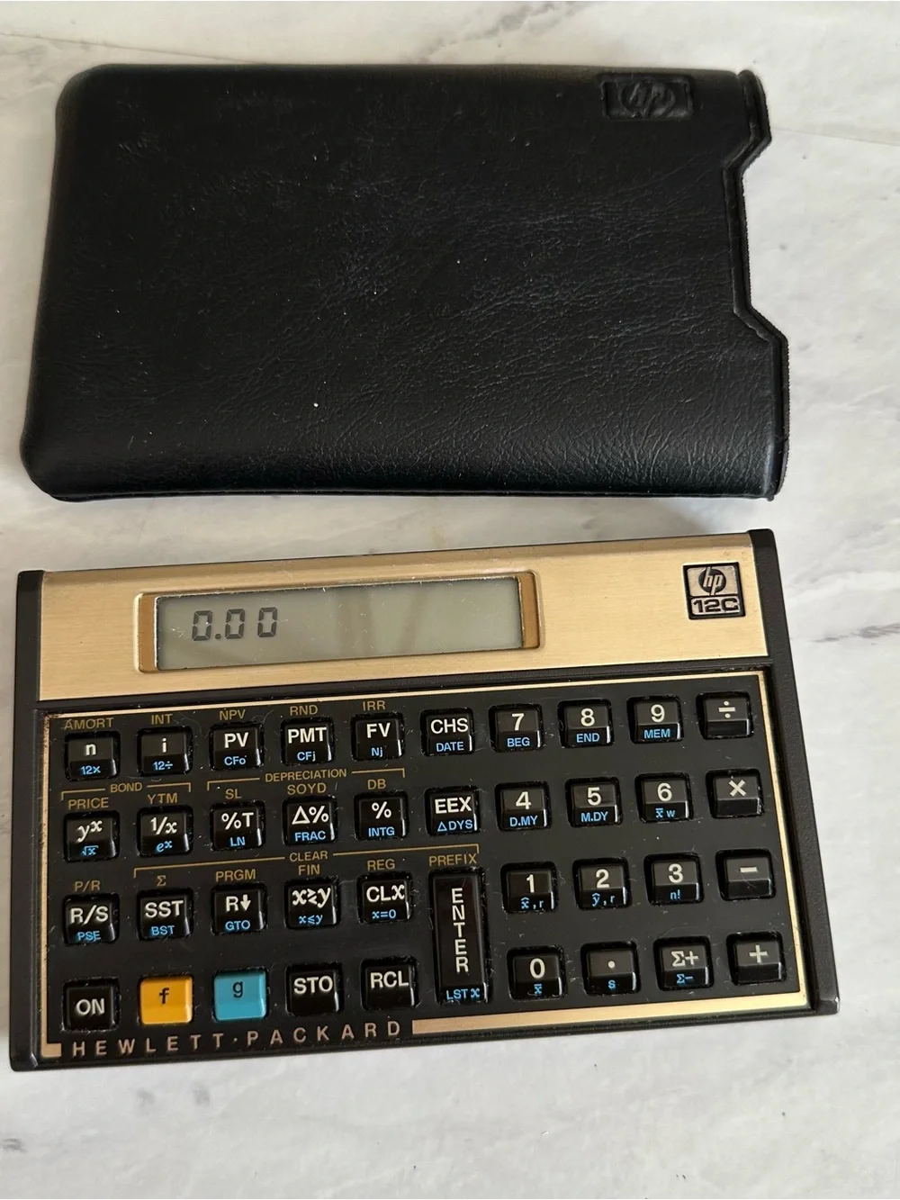 HP 12C 30th Anniversary Edition Financial Calculator Tested Works Gold w/ pouch